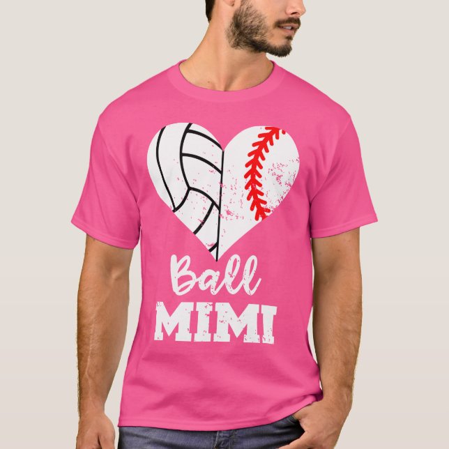 Ball Mimi Funny Baseball Volleyball Heart T-Shirt (Front)