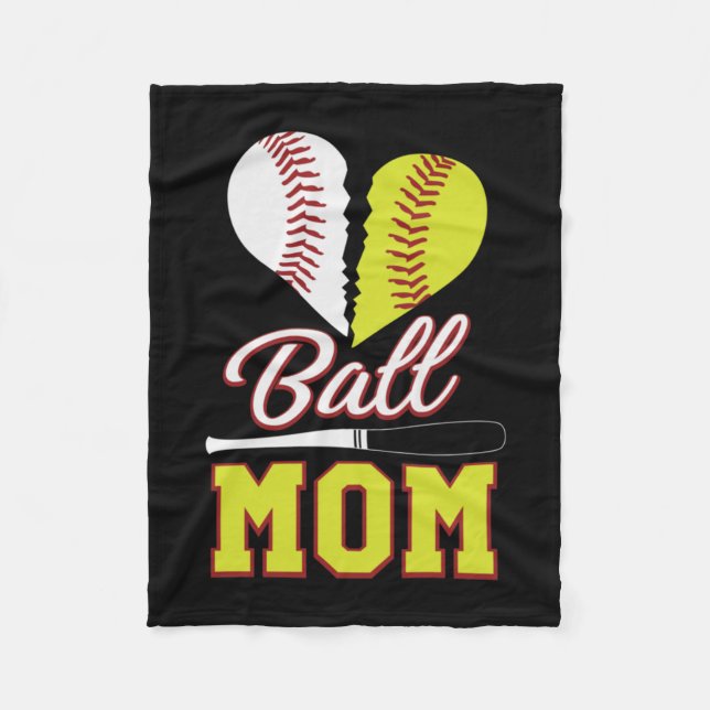 Ball Mom Baseball Softball Mom Fleece Blanket (Front)