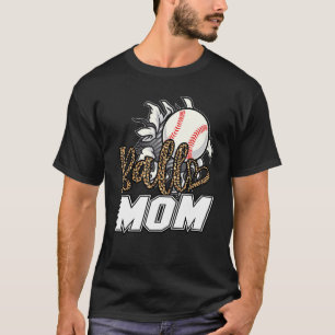 Ball Mom Leopard Baseball Softball Mama Women Moth T-Shirt