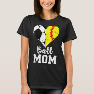 Ball Mommom Heart  Soccer Softball Mum Mum T-Shirt