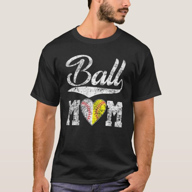 Ball Mum Baseball Softball Heart Sport  5 T-Shirt (Front)