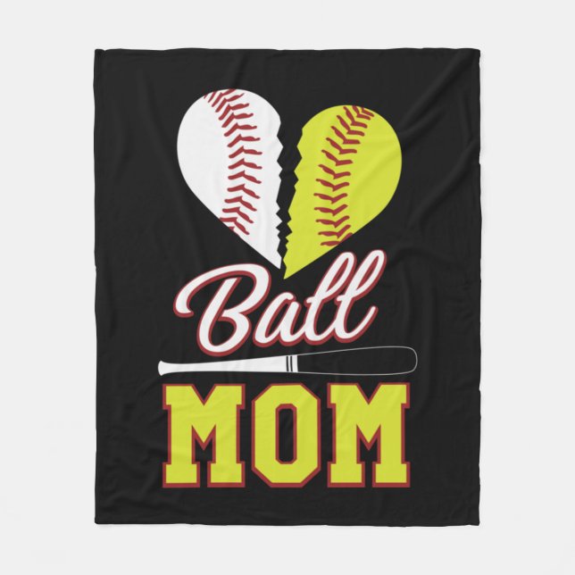 Ball Mum Baseball Softball Mum Fleece Blanket (Front)