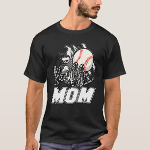 Ball Mum Cheetah Baseball Softball Mama Women Moth T-Shirt