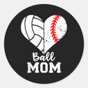 Ball Mum He Baseball Volleyball Mum Classic Round Sticker