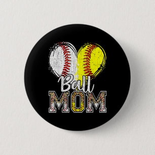 Ball Mum Heart Baseball Softball Mama Women Mother 6 Cm Round Badge