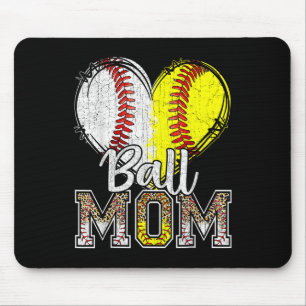 Ball Mum Heart Baseball Softball Mama Women Mother Mouse Mat