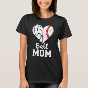 Ball Mum Heart Baseball Volleyball Mum T-Shirt