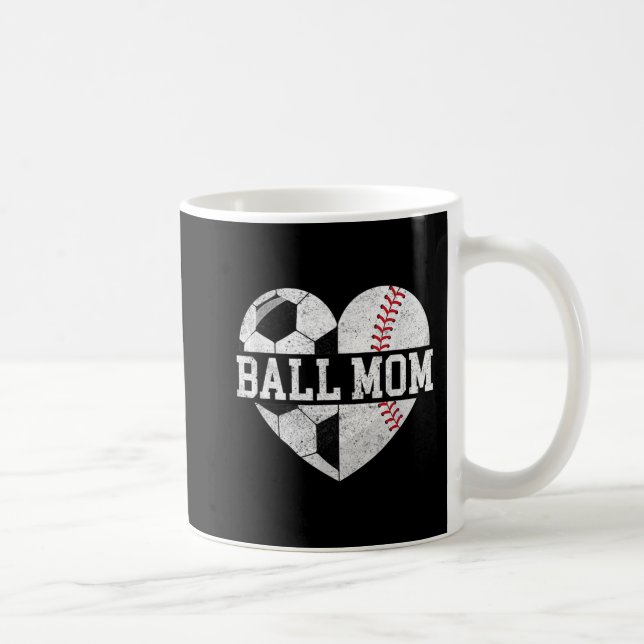 Ball Mum  Heart Fun Baseball Soccer Mum  Coffee Mug (Right)