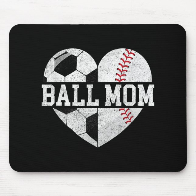 Ball Mum  Heart Fun Baseball Soccer Mum  Mouse Mat (Front)