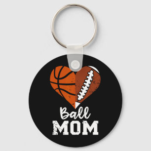 Ball Mum Heart Fun Football Basketball Mum Key Ring