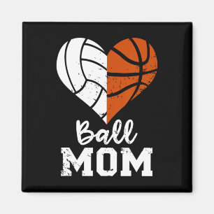 Ball Mum Heart Fun Volleyball Basketball Mum Magnet