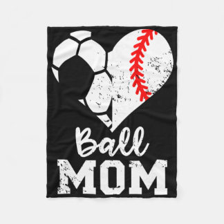 Ball Mum Heart Funny Baseball Soccer Mum  Fleece Blanket