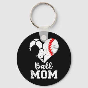 Ball Mum Heart Funny Baseball Soccer Mum Key Ring