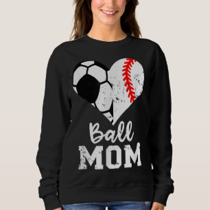 Ball Mum Heart Funny Baseball Soccer Mum Sweatshirt
