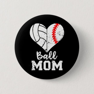 Ball Mum Heart Funny Baseball Volleyball Mum 6 Cm Round Badge
