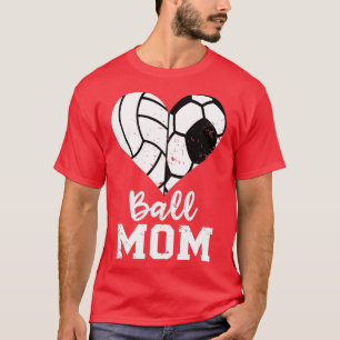 Ball Mum Heart Funny Soccer Volleyball Mum  T-Shirt