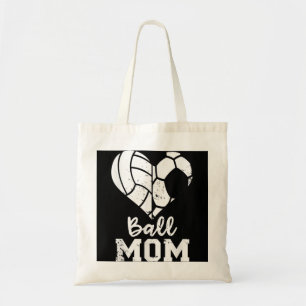 Ball Mum Heart Funny Soccer Volleyball Mum Tote Bag