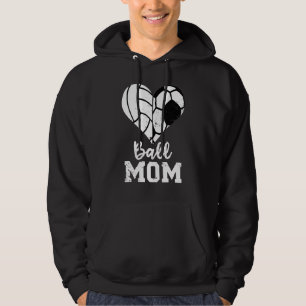 Ball Mum Heart  Soccer Volleyball Mum Hoodie