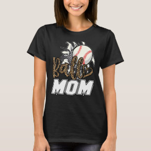 Ball Mum Leopard Baseball Softball Mama Women Moth T-Shirt