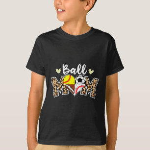 Ball Mum Leopard Soccer Football Baseball Softball T-Shirt