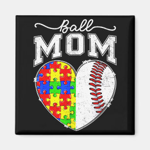 Ball mum mama autism awareness day baseball heart magnet