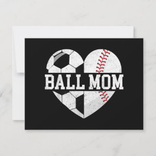 Ball Mum Shirt Heart Funny Baseball Soccer Mum Holiday Card