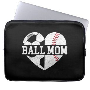 Ball Mum Shirt Heart Funny Baseball Soccer Mum Laptop Sleeve