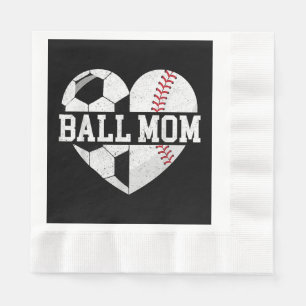 Ball Mum Shirt Heart Funny Baseball Soccer Mum Napkin