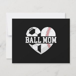 Ball Mum Shirt Heart Funny Baseball Soccer Mum RSVP Card