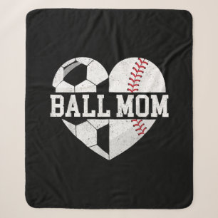 Ball Mum Shirt Heart Funny Baseball Soccer Mum Sherpa Blanket