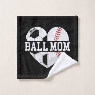 Ball Mum Shirt Heart Funny Baseball Soccer Mum Wash Cloth