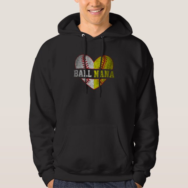 Ball Nana Softball Baseball For Women Mother Day Hoodie (Front)