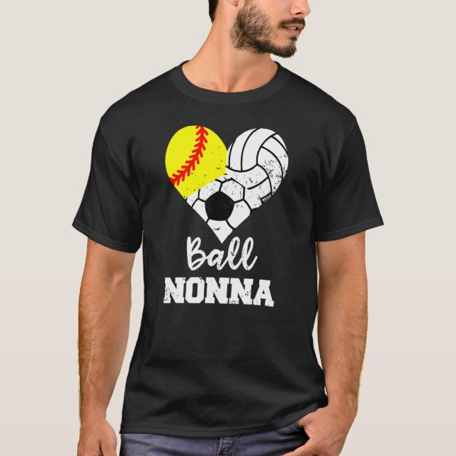 Ball Nonna Heart  Softball Volleyball Soccer Nonna T-Shirt (Front)