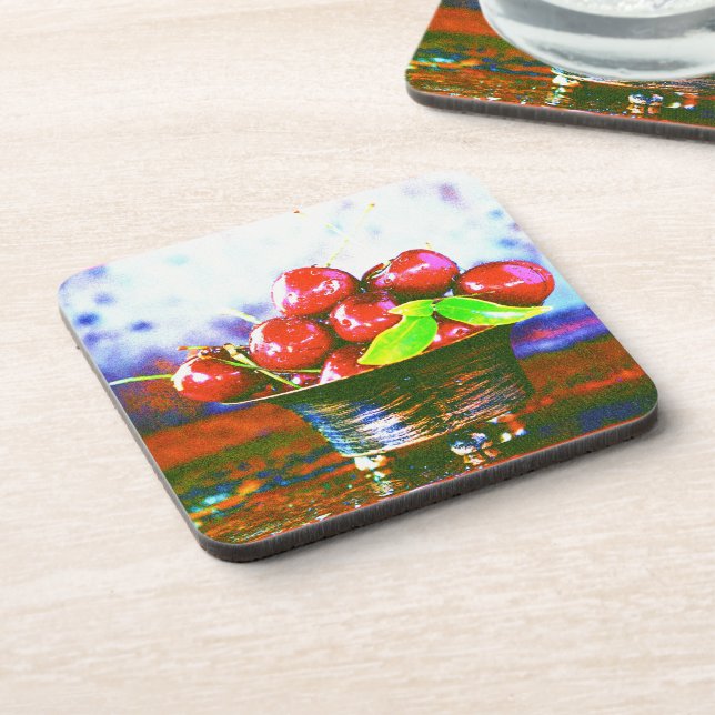 "Ball Of Cherries Fruit" Cute Photo. Buy Now Coaster (Left Side)