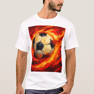 Ball of Flames – Fiery Soccer Brush Art T-Shirt