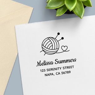 Ball of Knitting Yarn Craft Address Self-inking Stamp