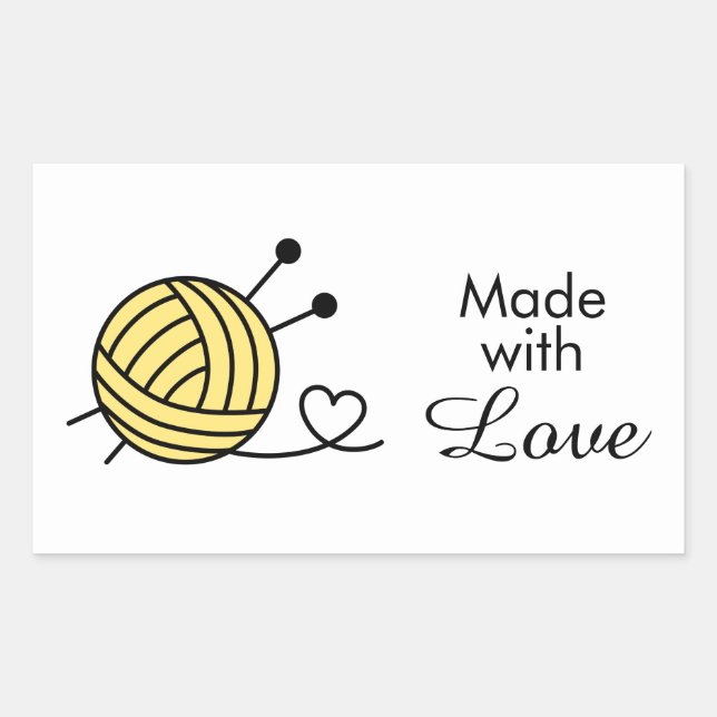 Ball of Knitting Yarn Craft - Custom Colour Rectangular Sticker (Front)