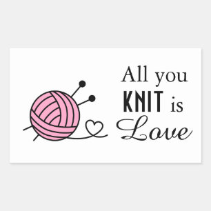 Ball of Knitting Yarn Craft - Custom Colour Rectangular Sticker