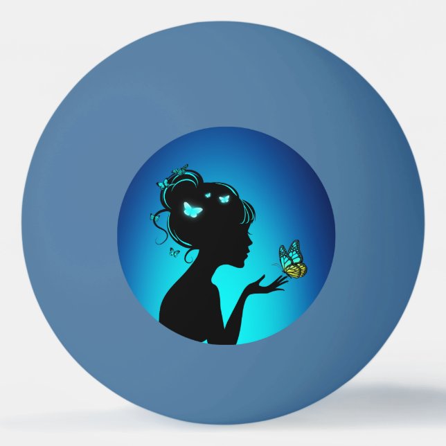 Ball Of Ping Pong Women Butterflies Blue (Front)