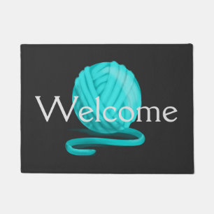 Ball of Teal Yarn - Welcome! Doormat