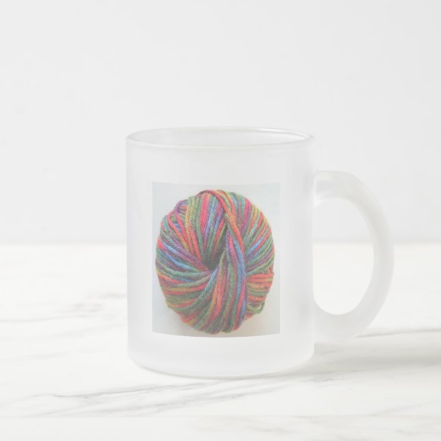 Ball of Yarn Frosted Glass Coffee Mug (Right)