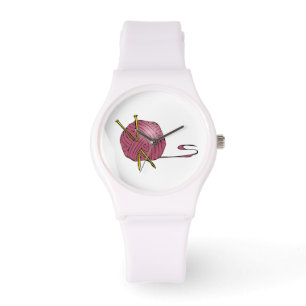 Ball of Yarn Knitting Needles Design Wrist Watch