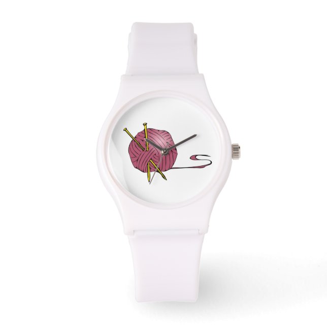 Ball of Yarn Knitting Needles Design Wrist Watch (Front)
