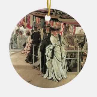 Ball on Shipboard by James Tissot, Victorian Art Ceramic Tree Decoration