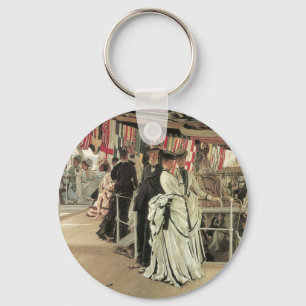 Ball on Shipboard by James Tissot, Victorian Art Key Ring