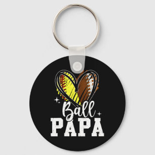 Ball Papa Softball Football Papa Of Both Key Ring