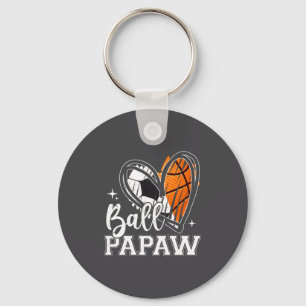 Ball Papaw Soccer Basketball Heart Key Ring