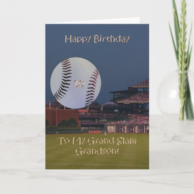 Ball Park 10th Birthday Grandson Card (Front)