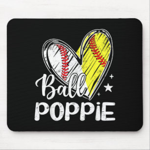 Ball pe Ball Heart Baseball Softball Mouse Mat