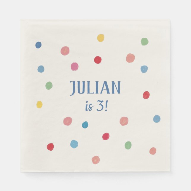 Ball Pit Polka Dots Kids Birthday Party Napkin (Front)